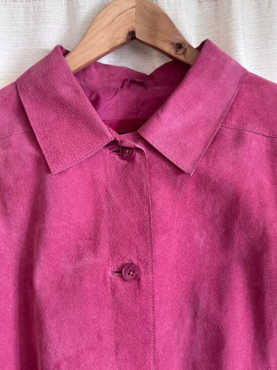 Valerie Stevens Woman Pink Suede Leather Shirt Jacket 2X - Picture 5 of 10